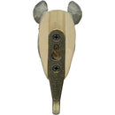 KLEIDERHAKEN NASHORN Garderobe Wandhaken massiv Landhaus Vintage handgeschnitzt und handbemalt Holz und Metall-Haken 12cm hoch