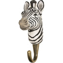 KLEIDERHAKEN ZEBRA Garderobe Wandhaken massiv Landhaus Vintage handgeschnitzt und handbemalt Holz und Metall-Haken 11cm hoch