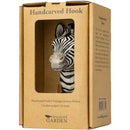 KLEIDERHAKEN ZEBRA Garderobe Wandhaken massiv Landhaus Vintage handgeschnitzt und handbemalt Holz und Metall-Haken 11cm hoch