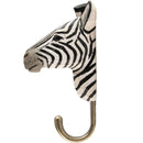 KLEIDERHAKEN ZEBRA Garderobe Wandhaken massiv Landhaus Vintage handgeschnitzt und handbemalt Holz und Metall-Haken 11cm hoch