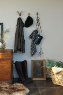 KLEIDERHAKEN HIRSCH Garderobe Wandhaken massiv Landhaus Vintage handgeschnitzt und handbemalt Holz und Metall-Haken 11cm hoch