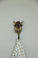 KLEIDERHAKEN WILDSCHWEIN Garderobe Wandhaken massiv Landhaus Vintage handgeschnitzt und handbemalt Holz und Metall-Haken 11cm hoch