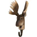 KLEIDERHAKEN ELCH Garderobe Wandhaken massiv Landhaus Vintage handgeschnitzt und handbemalt Holz und Metall-Haken 11cm hoch