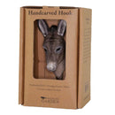 KLEIDERHAKEN ESEL Garderobe Wandhaken massiv Landhaus Vintage handgeschnitzt und handbemalt Holz und Metall-Haken mindestens 11cm hoch