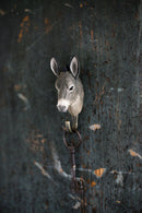 KLEIDERHAKEN ESEL Garderobe Wandhaken massiv Landhaus Vintage handgeschnitzt und handbemalt Holz und Metall-Haken mindestens 11cm hoch