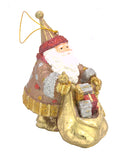 Christbaumschmuck  Weihnachtsmann dick mit Geschenkesack  taupe-rosa gold rot 15cm