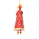 Baumschmuck Weihnachtsmann in langem rot goldenen Mantel Anhänger mit Geschenk 13,5 cm