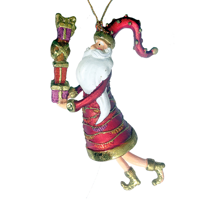 Weihnachtsmann Gabenträger Weihnachten Baumschmuck Figur Deko Hänger Christbaumschmuck 13 cm rot-Gold mit Geschenken