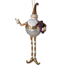 Weihnachtsmann Gabenträger mit langen Beinen 18cm silber-gold-kupfer mit Geschenk Anhänger Ornament Weihnachten Baumschmuck Figur Deko Hänger Christbaumschmuck