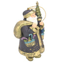 Christbaumschmuck Figur Weihnachtsmann dick mit Geschenken dunkelblau lila gold 15cm