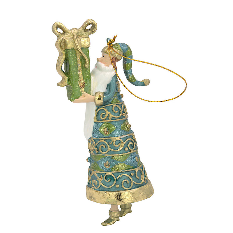 Christbaumschmuck Figur Weihnachtsmann Gabenträger Hänger grün-türkis 14 cm