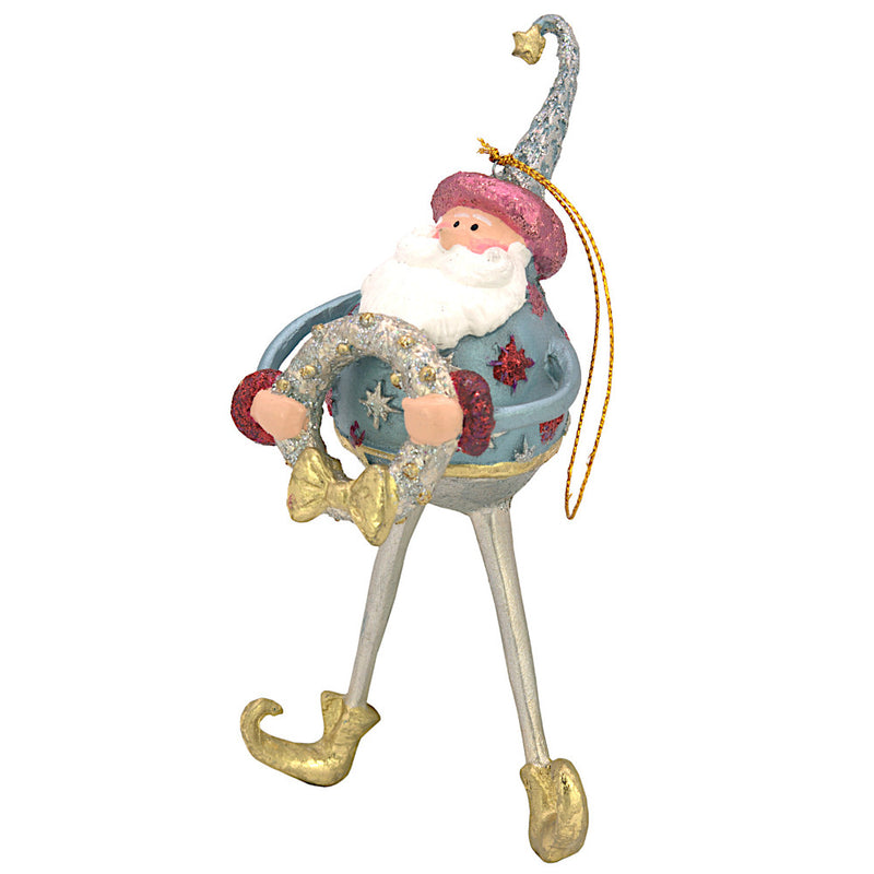 Christbaumschmuck Figur Weihnachtsmann mit Kranz Baumschmuck 16cm