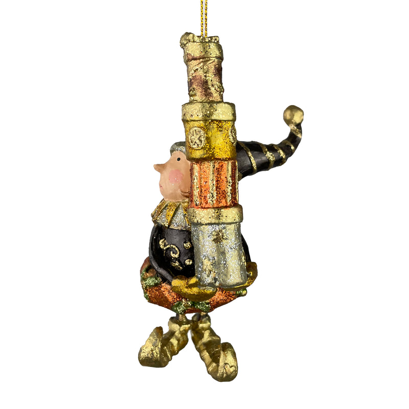 Kleiner Weihnachtsmann Elf Gabenträger Weihnachten Deko Hänger Christbaumschmuck 11 cm schwarz-kupfer-gold mit Geschenken