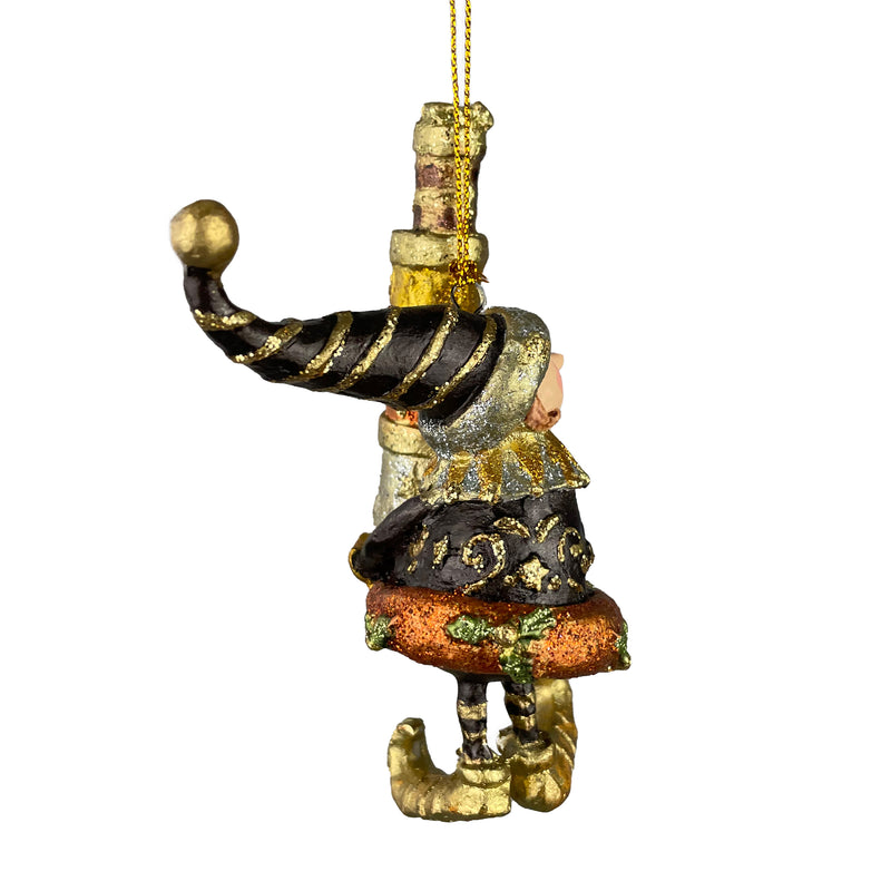 Kleiner Weihnachtsmann Elf Gabenträger Weihnachten Deko Hänger Christbaumschmuck 11 cm schwarz-kupfer-gold mit Geschenken