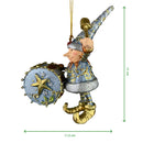 Kleiner Weihnachtsmann Elf  11 cm blau-Gold mit Pauke Gabenträger Weihnachten Deko Hänger Christbaumschmuck