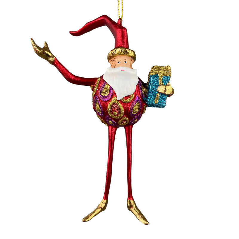 Weihnachtsmann Gabenträger Weihnachten Baumschmuck Figur Deko Hänger Christbaumschmuck 17 cm rot-Gold mit Geschenken