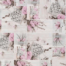 Wachstuchtischdecke "Wolkentraum" Herzen  Blumen Zweige rosa hellblau grau beige 1,4m Breite Länge wählbar