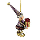 Kleiner Weihnachtsmann Elf Gabenträger Weihnachten Deko Hänger Christbaumschmuck 12 cm Lila-rot-Gold mit Geschenken