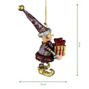 Kleiner Weihnachtsmann Elf Gabenträger Weihnachten Deko Hänger Christbaumschmuck 12 cm Lila-rot-Gold mit Geschenken