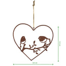 2-er Set Hänger Herz mit Vogel Rost Metall Ornament Ostern Frühling Fensterdekoration mit Schnur zum Aufhängen Deko sortiert