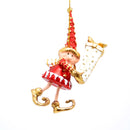 Kleiner Weihnachtsmann Elf Wichtel Gabenträger Weihnachten Deko Christbaumschmuck 14 cm Rot Weiß Gold mit Geschenk