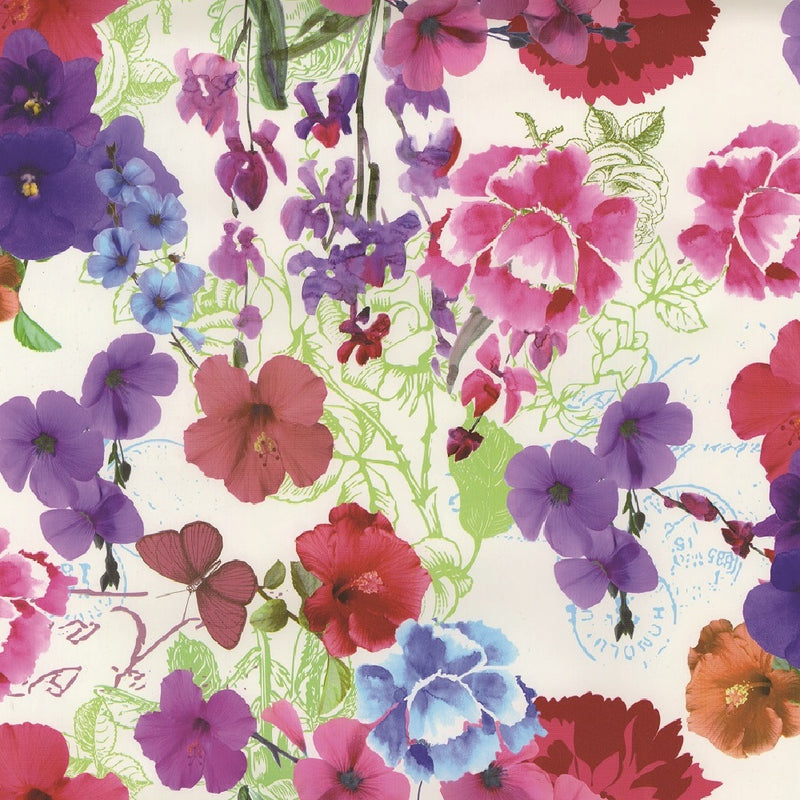 Wachstuchtischdecke "Alice" 1,4m Br. bunte Blumen Wachstuch Meterware