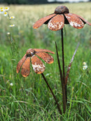 Blumenstecker Blumen Rost Deko Stecker Gartendeko Stab Beetstecker 2 Blüten