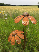 Blumenstecker Blumen Rost Deko Stecker Gartendeko Stab Beetstecker 2 Blüten