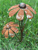 Blumenstecker Blumen Rost Deko Stecker Gartendeko Stab Beetstecker 2 Blüten