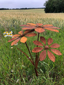 Blumenstecker Blumen Rost Deko Stecker Gartendeko Stab Beetstecker 3 Blüten 75cm hoch