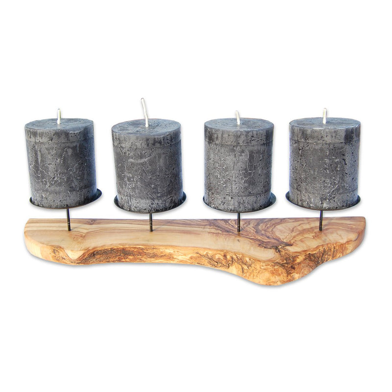 4er Kerzenhalter ADVENT-rustikal aus Olivenholz