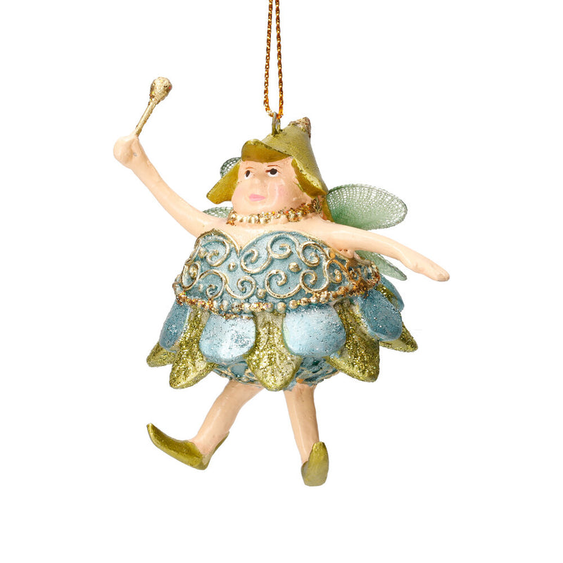 Pummelelfe Baumschmuck Figur Dicke Elfe mini Fee hellblau-grün Hänger Ostern Frühling Weihnachten 8cm