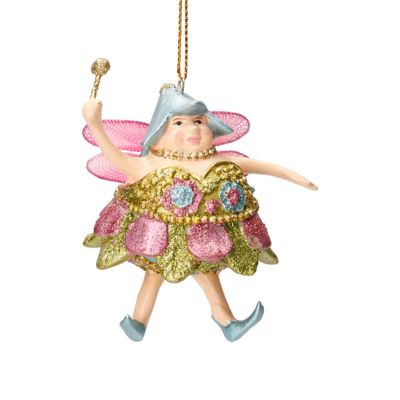 Pummelelfe Baumschmuck Figur Dicke Elfe mini Fee hellgrün-rosa Hänger Ostern Frühling Weihnachten 8cm