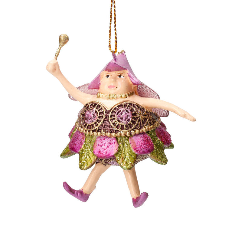 Pummelelfe Baumschmuck Figur Dicke Elfe mini Fee lila-grün Hänger Ostern Frühling Weihnachten 8cm