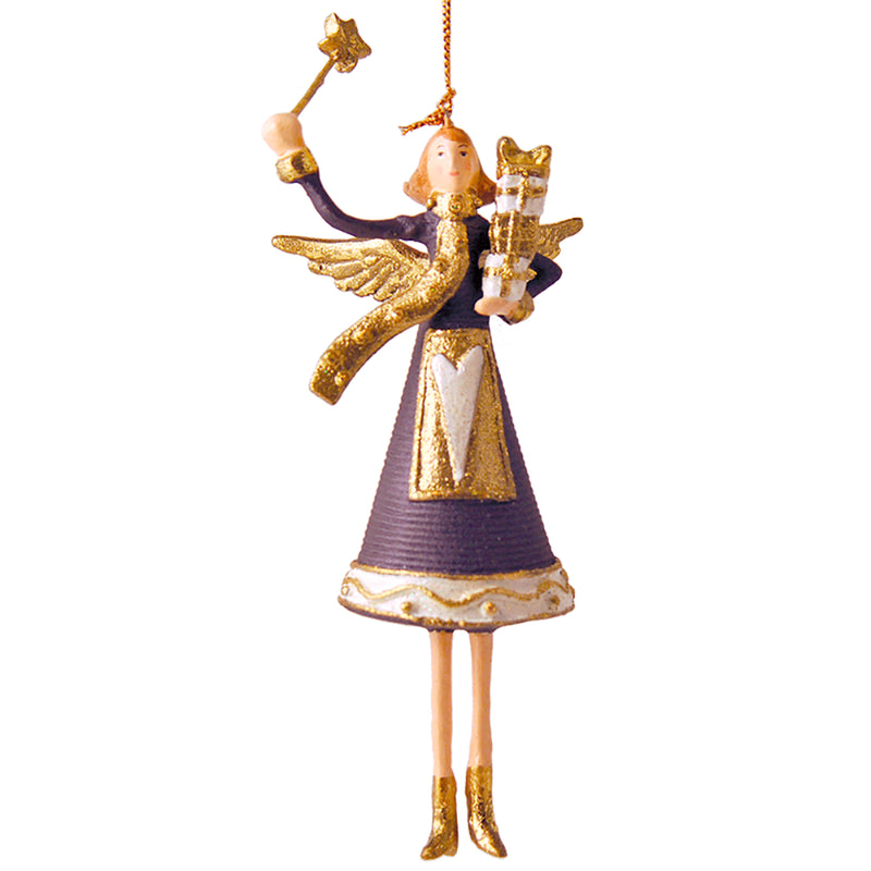 Christbaumschmuck Figur Engel dunkelblau-weiß mit Stern Hänger Baumschmuck 13cm