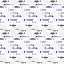 Wachstuchtischdecke PVC "Fische" dunkelblau-weiß Wachstuch Wachstischdecke Kommunion Konfirmation Taufe Breite 140cm Schutzdecke (Meterware)