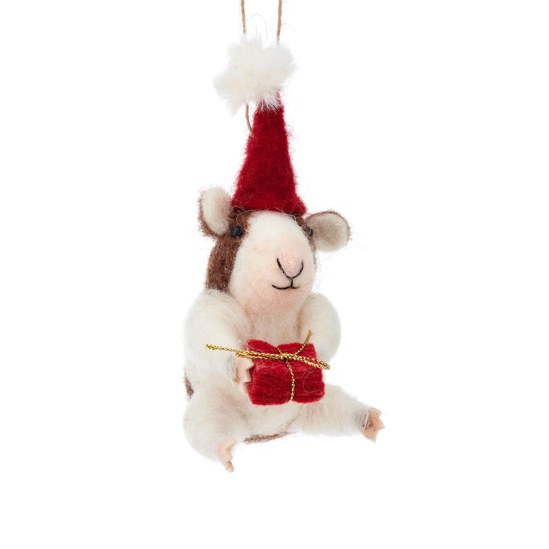 Christbaumschmuck Deko Hänger Hamster mit Geschenk Weihnachten Filz 11cm