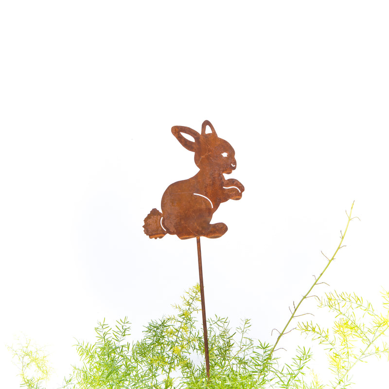 Deko Rost Stecker Ostern Hase hoppelnd Bodenstecker Gartendeko Stab Edelrost Beetstecker 53cm Gesamthöhe