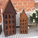 Gartendeko Haus in 3 Größen Laterne Gartenlicht zum Stellen Metall Rost Deko