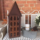 Gartendeko Haus in 3 Größen Laterne Gartenlicht zum Stellen Metall Rost Deko