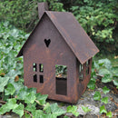 Gartendeko Haus in zwei Größen Laterne Gartenlicht zum Stellen Metall mit Edelrost Deko