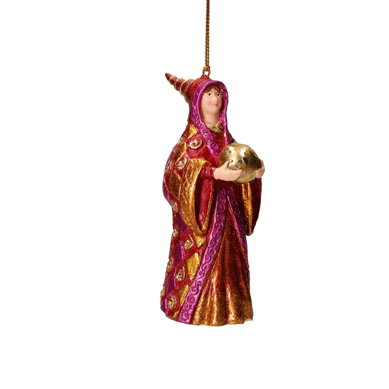 Zauberin Hexe Weihnachten Baumschmuck Figur Deko Hänger Christbaumschmuck 12 cm rot-gold