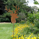 Rost Deko Stecker Hirsch mit Geweih Bodenstecker Gartendeko Stab Edelrost Beetstecker 66cm hoch
