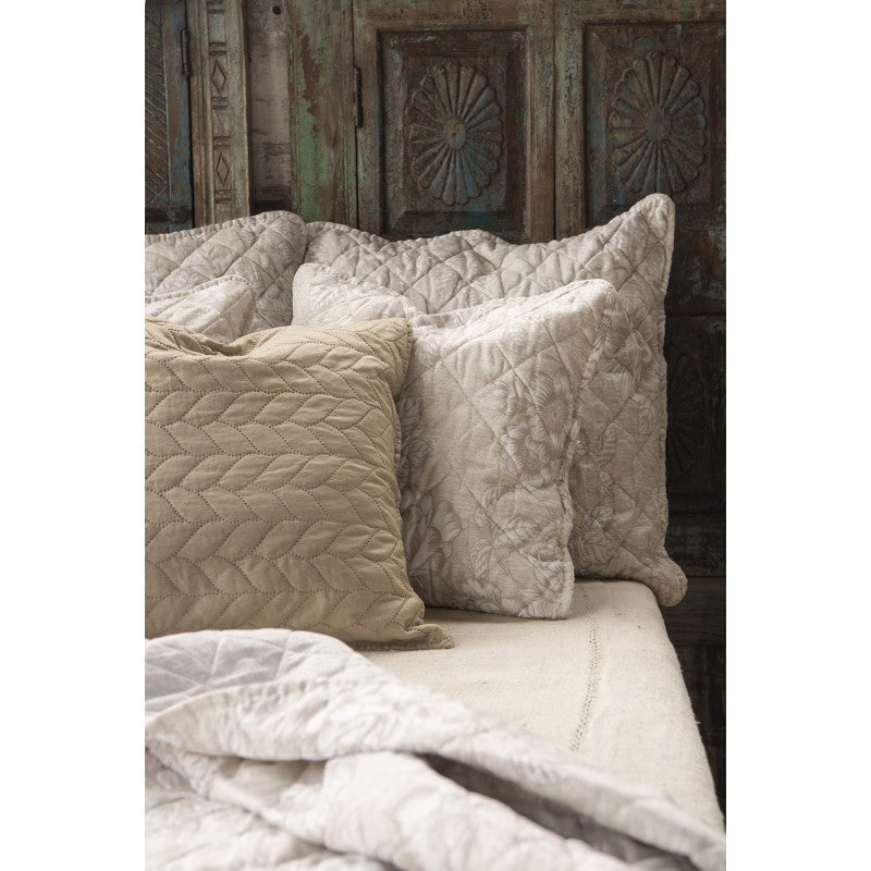 ROSES beige/grau Bettüberwurf 240cm x 260cm gesteppt warm Tagesdecke Sommerdecke Sofaüberwurf Decke Quilt doppelseitig Steppdecke Floralmuster