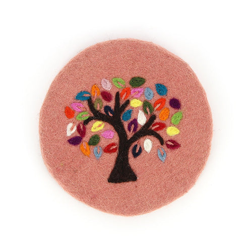Topfuntersetzer aus Filz in verschiedenen Farben TREE OF LIFE hitzebeständig handgefertigt Fairtrade rund Ø 21 cm x 1cm hoch