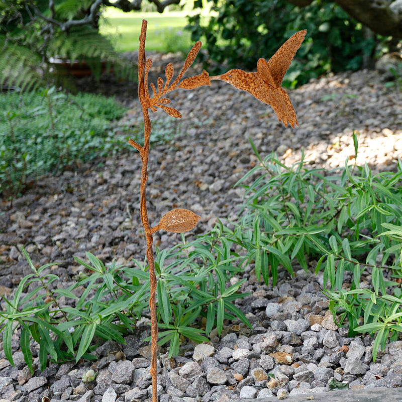 Gartenstecker Rost Vogel aus Metall verrostet Stecker Gartendekoration Beet Stab Bodenstecker Edelrost Spieß