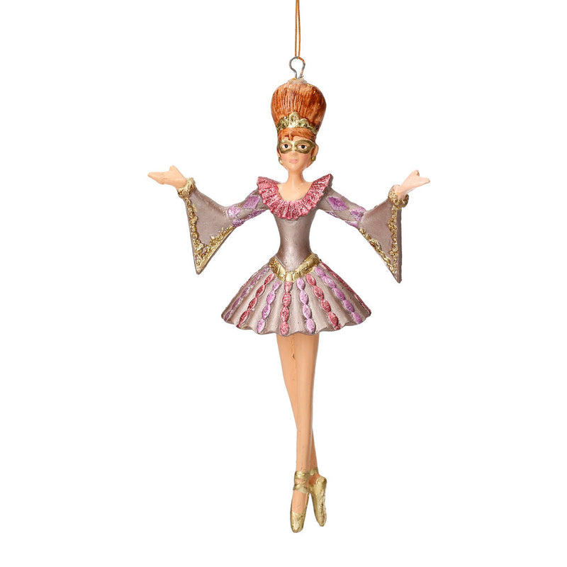 Christbaumschmuck Figur Tänzerin Ballerina Kolombine Baumschmuck rosa 15cm