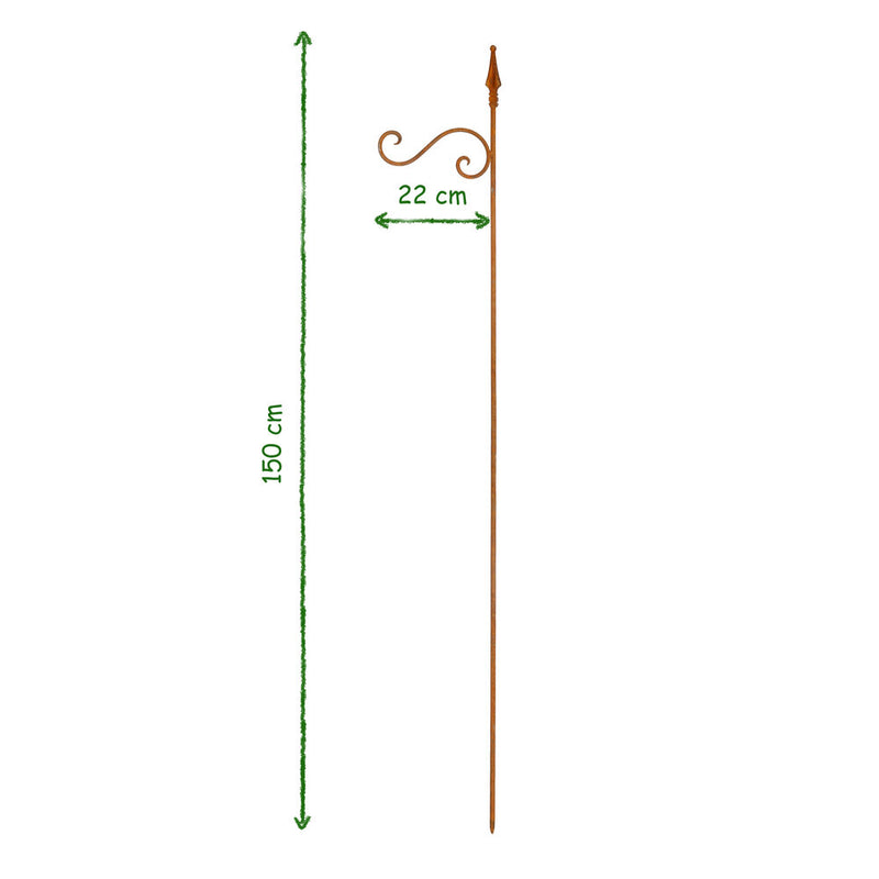 Laternenstab aus Metall mit Edelrost 150cm Ampelhalter Gartendeko Beetstecker