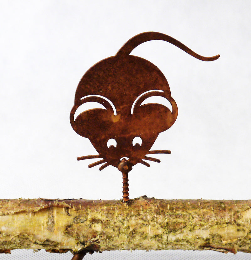 Gartendeko Maus mit Dorn Schraube Insekt Baumtier Metall Rost Deko