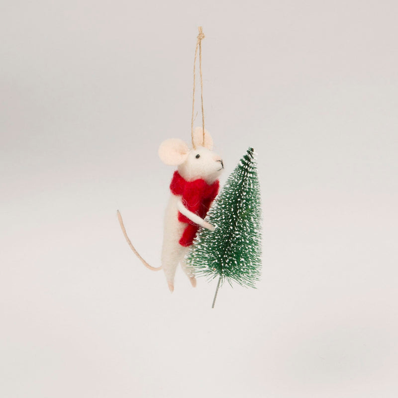 Christbaumschmuck Deko Hänger Maus mit Tannenbaum Weihnachten Filz 12cm